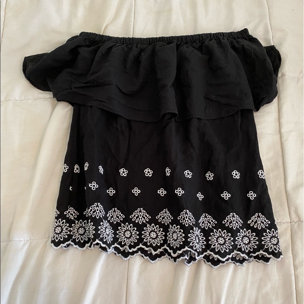 off the shoulder embroidered top!